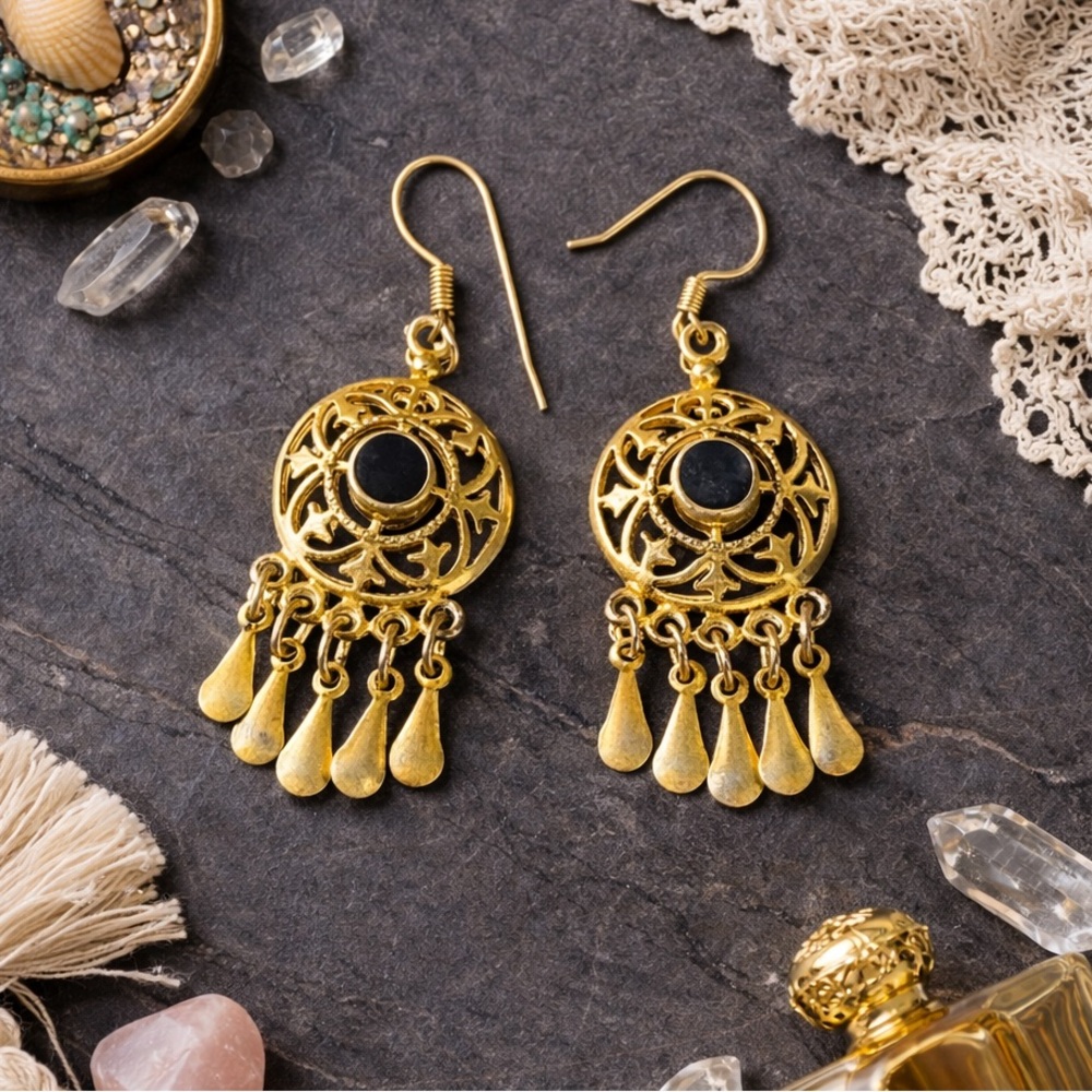 Vintage Filigree Chandelier Drop Earrings